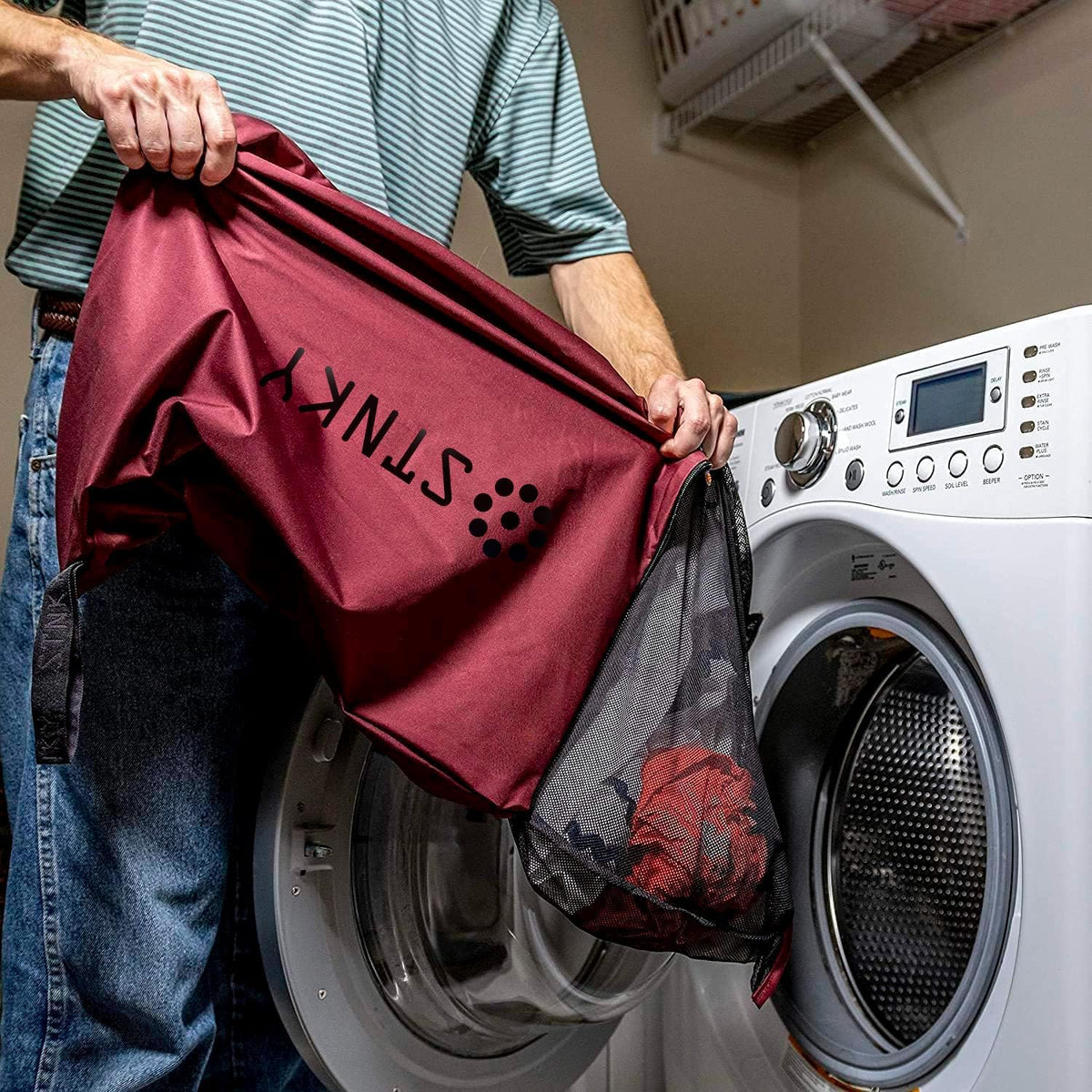 STNKY Bag Pro - Laundry Bag - Wash Bag for Health Workers, Sports, Fitness & Travel (Standard, Burgundy)
