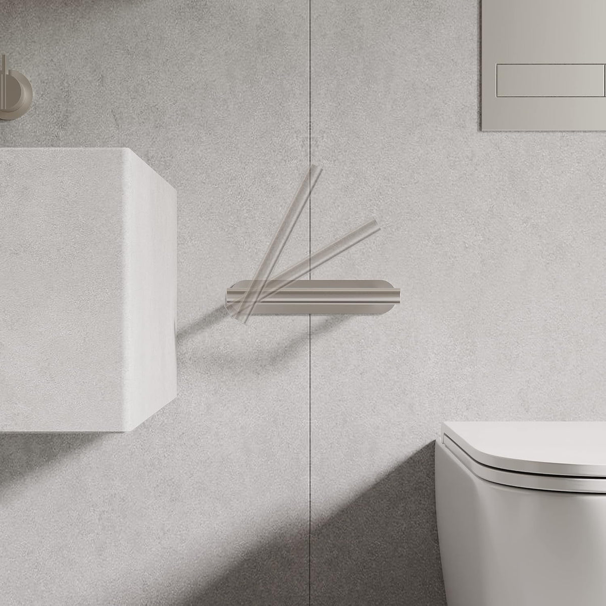 RUACQ Brushed Nickel Toilet Paper Holder Adhesive or Drill Wall Mount
