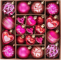 DecorbyHannah Valentines Day Ornaments Tree Decorations, 21ct Pink Red Heart Shaped Ornament Set for Tree, Valentine's Day Large Shatterproof Hanging Christmas Ball for Wedding Anniversary Party