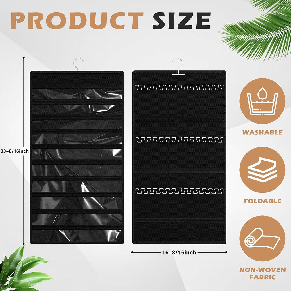 Hanging Jewelry Organizer, Double-Sided Necklaces Holder, Black