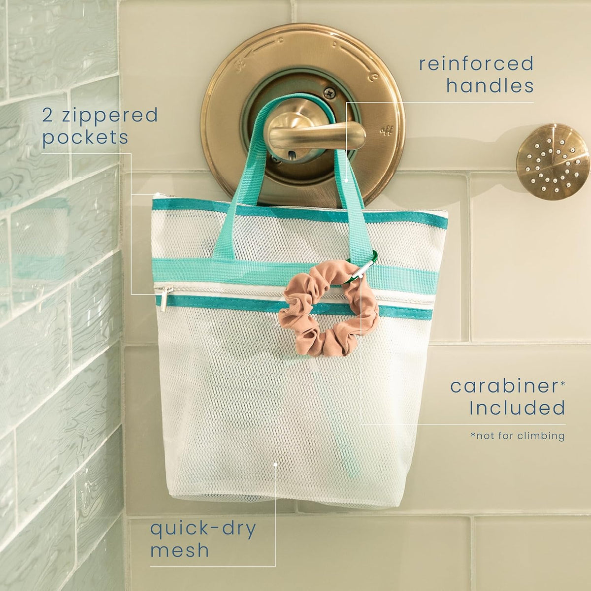S&T INC. Mesh Shower Caddy, 10" x 10", Teal