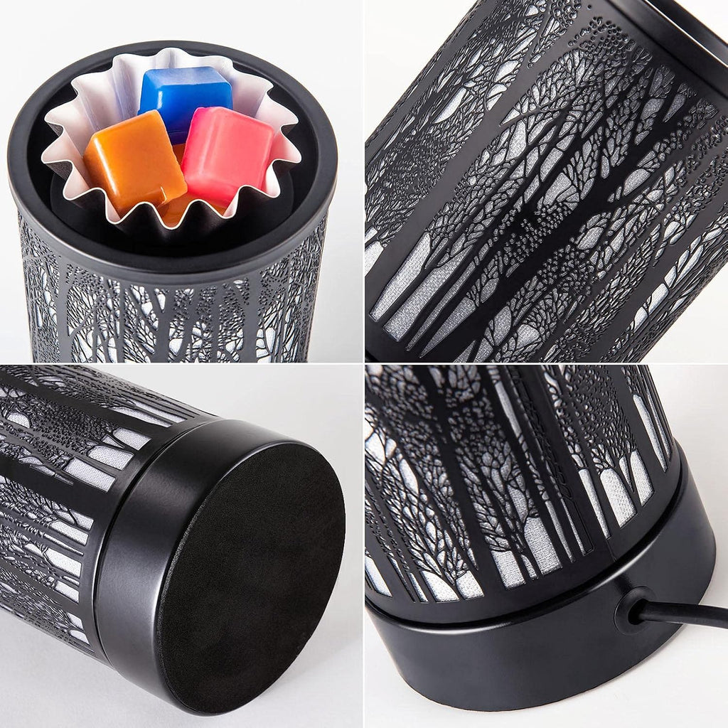 Hituiter Wax Warmer for Scented Wax with 7 Colors LED Lighting Oil Lamp Burner Candle Melt Warmer Metal Classic Black Forest Design for Fragrance Home Decor, Gifts