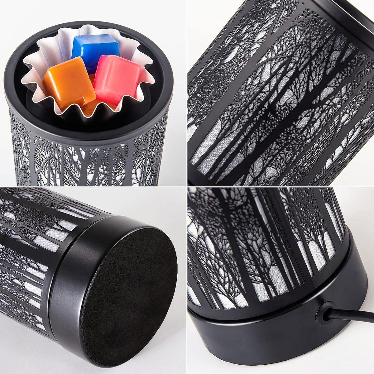 Hituiter Wax Warmer for Scented Wax with 7 Colors LED Lighting Oil Lamp Burner Candle Melt Warmer Metal Classic Black Forest Design for Fragrance Home Decor, Gifts