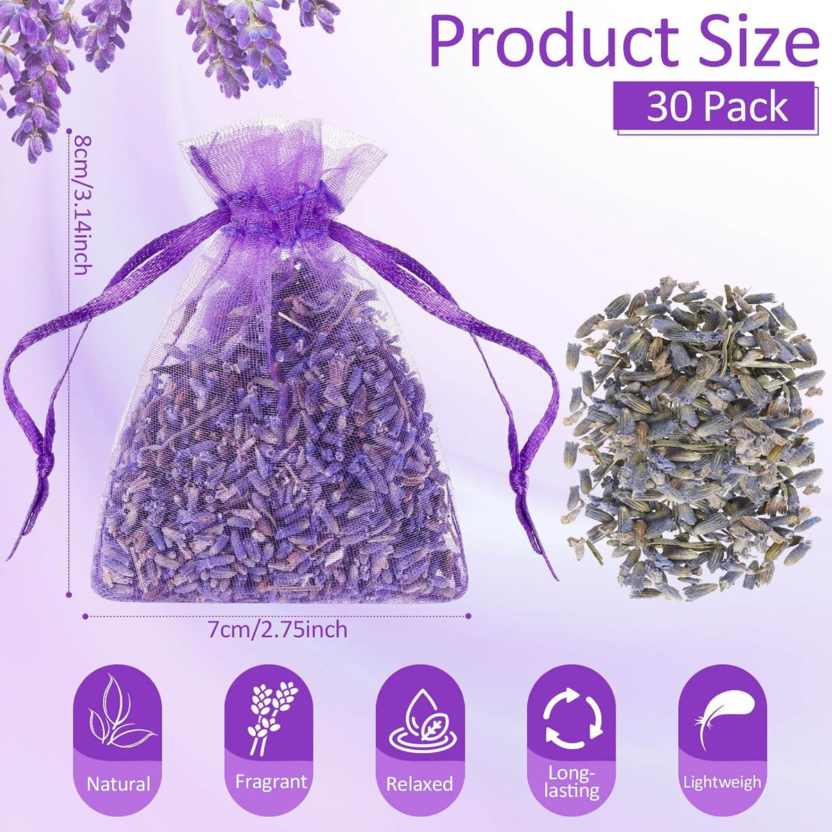 Reginary 30 Pack Lavender Sachets Bulk for Drawers Closets Wedding Favor