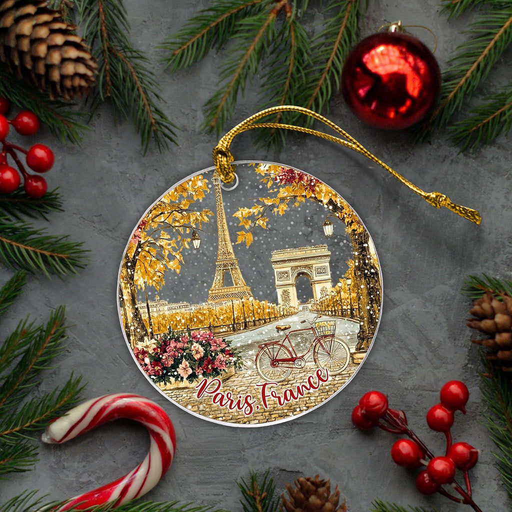 Paris Christmas Acrylic Ornament 2025, Eiffel Ornament, Paris Family Decor, France Christmas Hanging, France Lover Gifts, Gift Exchange Present