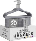 Utopia Home Kids Velvet Hanger 20 Pack – 11" Premium Baby Hangers - Grey