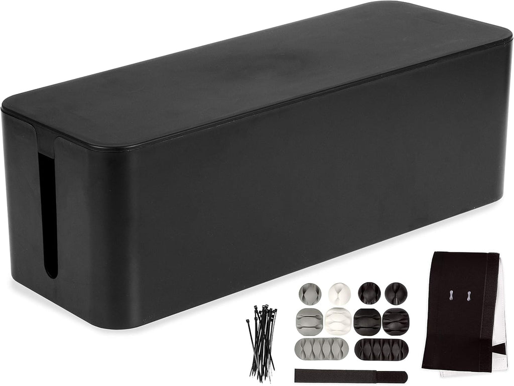 Iron Forge Cable Large Cable Management Box, Black, Includes Cable Sleeve