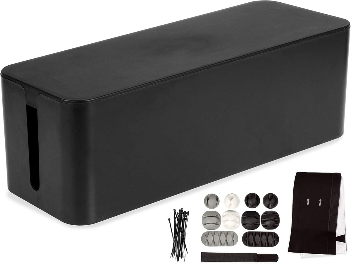 Iron Forge Cable Large Cable Management Box, Black, Includes Cable Sleeve