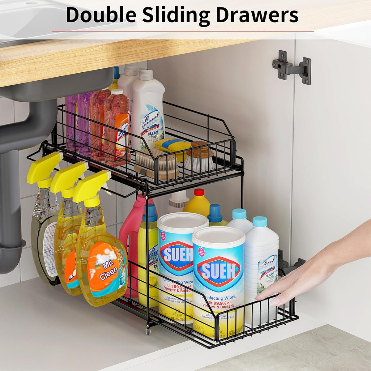 SUEH DESIGN Under Sink Organizers and Storage 2 Pack, 2-Tier Pull Out