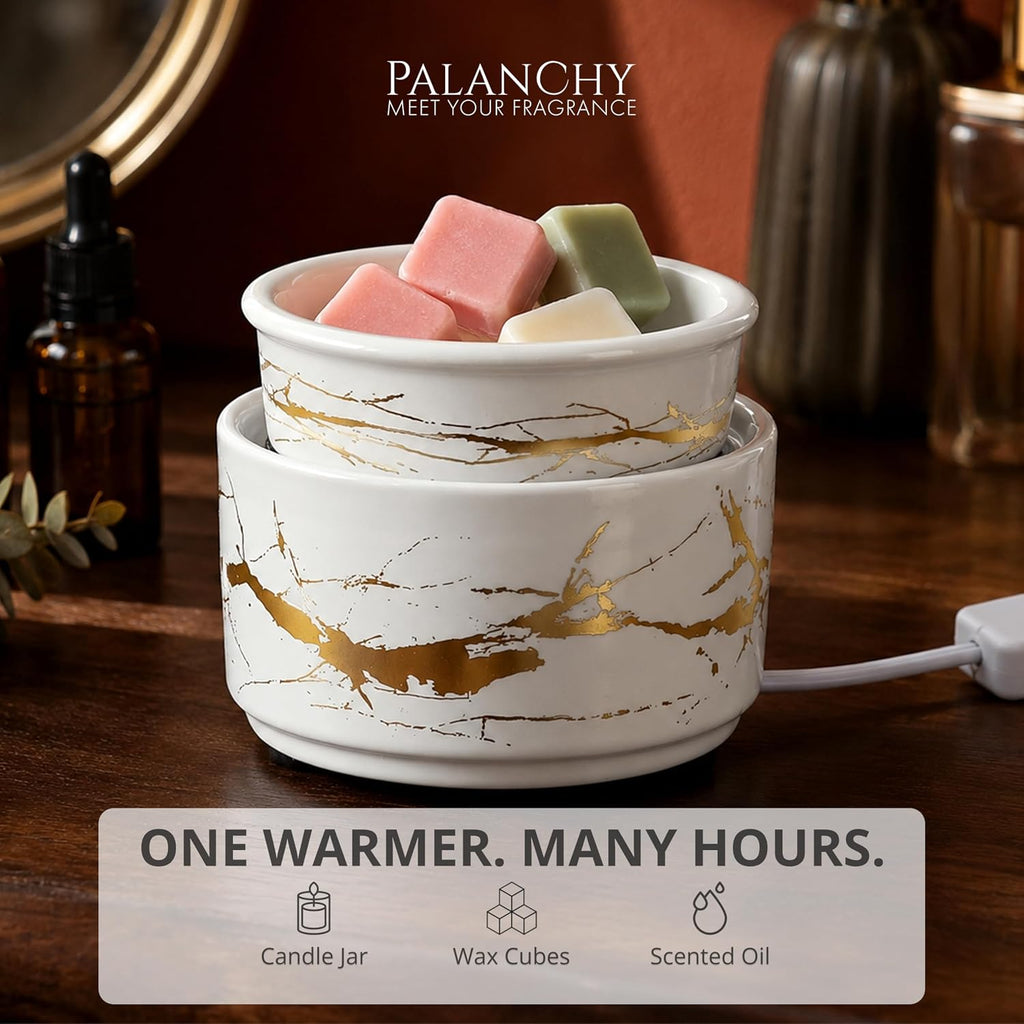 PALANCHY Wax Melt Warmer Ceramic 3-in-1 Oil Burner Electric Candle Wax Warmer Burner Melter Fragrance Warmer for Scented Waxs Home Office Bedroom Aromatherapy Gift & Decor