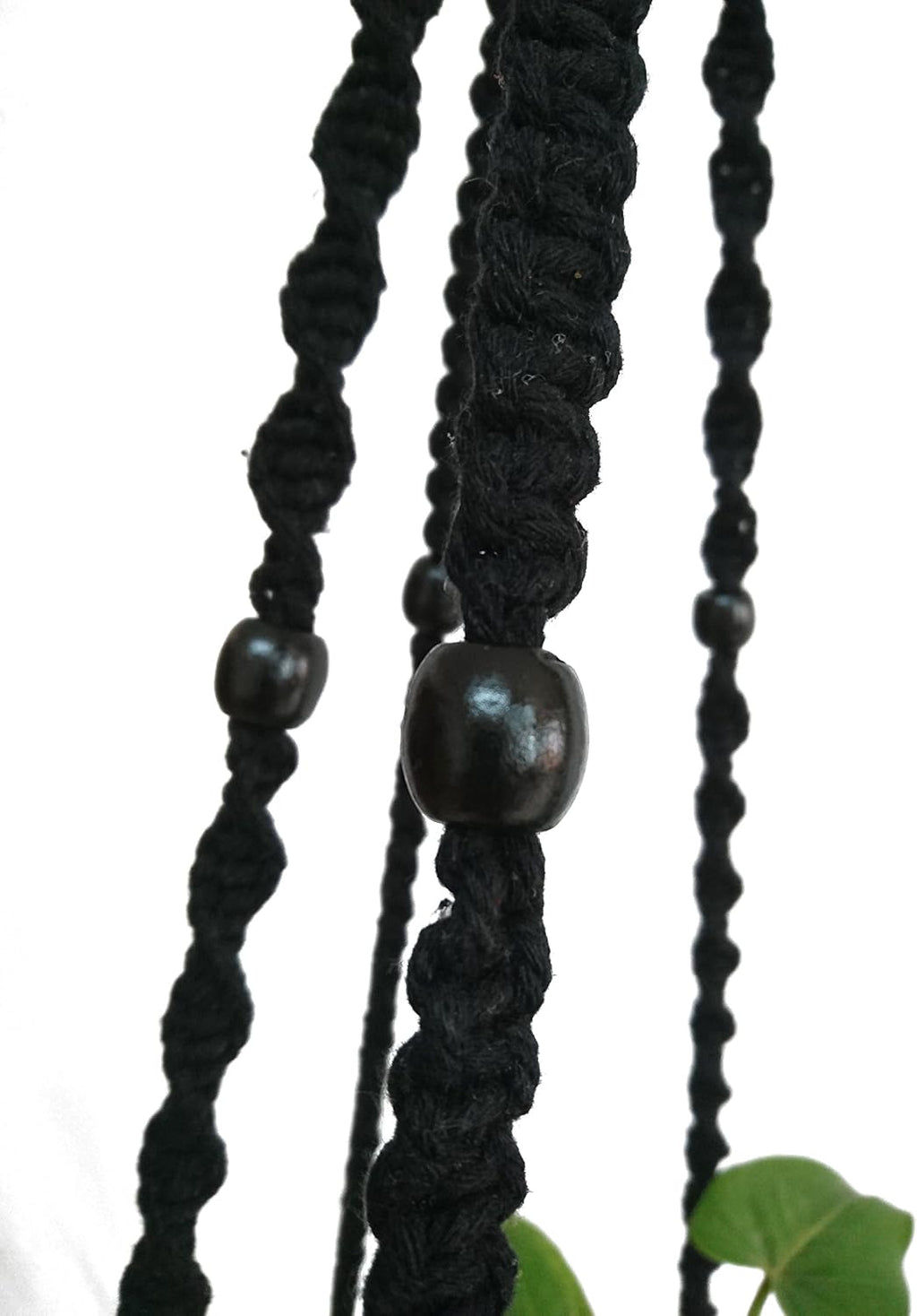 Plant Hanger Macrame Cotton 6 Legs 51 Inches in Tan and Green Color for Indoor Outdoor, Living Room, Kitchen, Deck, Patio, High and Low Ceiling with Size of 10-12 inches Without THE Pot (Black)