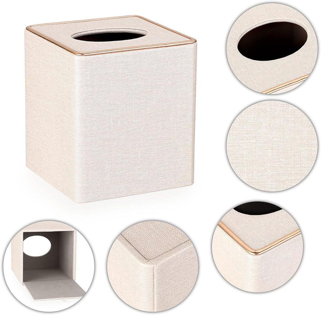 Sumnacon Square Linen Tissue Box Cover,Magnetic Bottom Tissue Box Holder