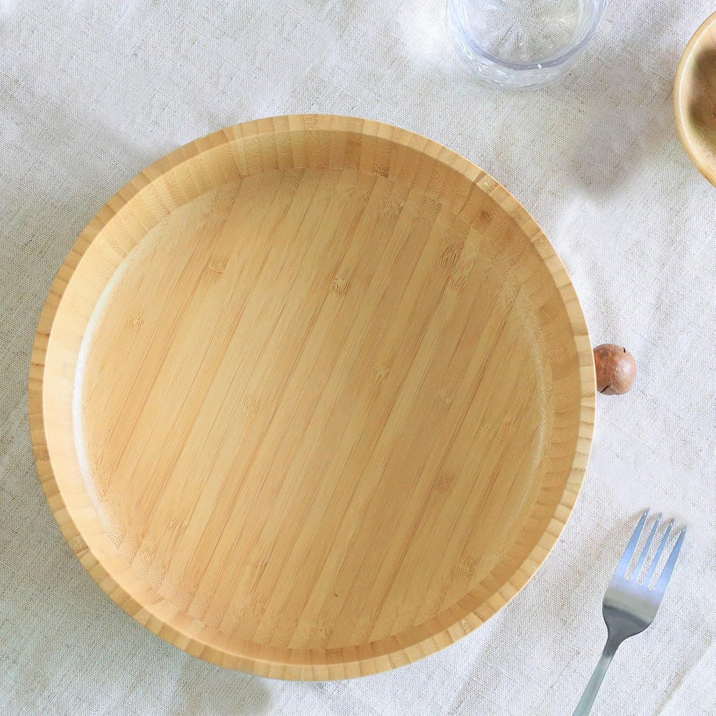 Large Fruit Bowl for Kitchen Counter, 10 Inch Bamboo Wooden Straight-Side Serving Bowl for Salad, Vegetables and Fruits, Rustic Decorative Bowls for Dinner Table Centerpiece Decor, 100 Oz