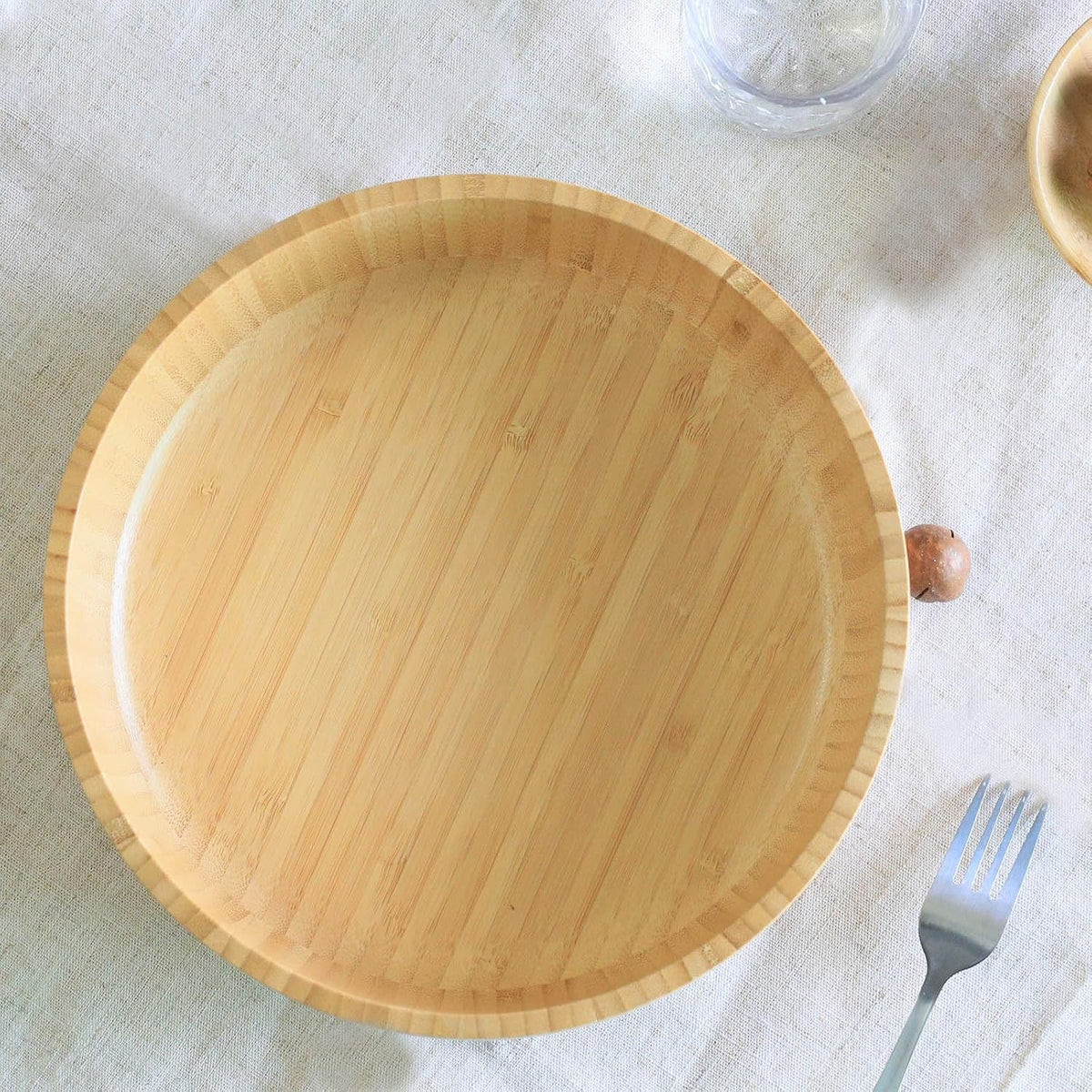 Large Fruit Bowl for Kitchen Counter, 10 Inch Bamboo Wooden Straight-Side Serving Bowl for Salad, Vegetables and Fruits, Rustic Decorative Bowls for Dinner Table Centerpiece Decor, 100 Oz