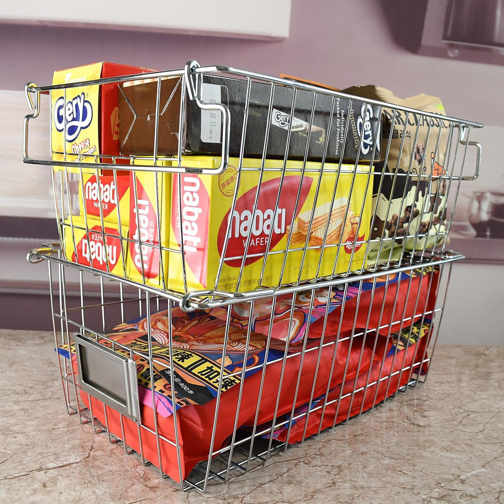 Orgneas Stacking Chest Freezer Baskets Organizer Bins Metal Wire Baskets