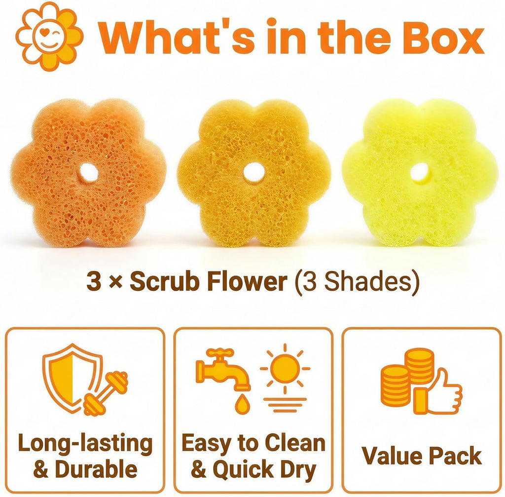 Scrub Flower Temperature Sensitive Sponges, Golden Sunflower