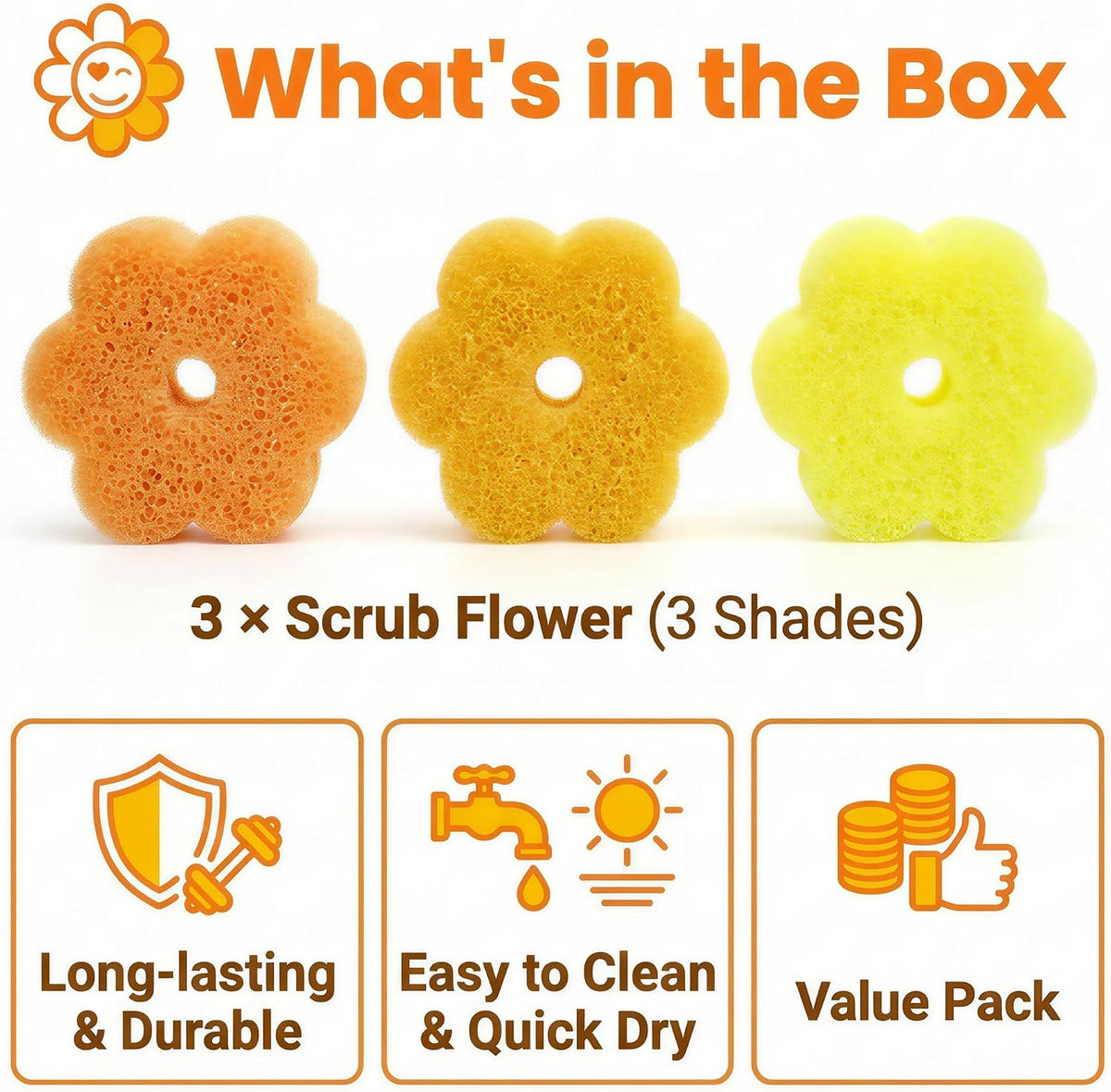 Scrub Flower Temperature Sensitive Sponges, Golden Sunflower