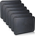 6 Pcs PET Boot Tray Waterproof Shoe Mat Tray,24 x 16 x 1.2 inch,Black