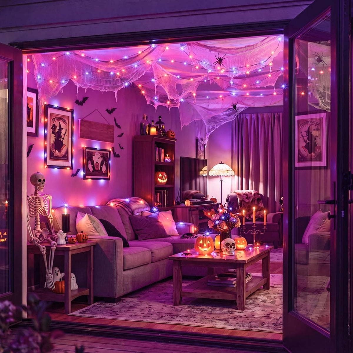 Brightown-Halloween-Fairy-Lights-Purple-Orange, 2Pack 16.4FT 50 LED Lights