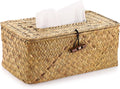 Sumnacon Tissue Box Cover Rectangle Seagrass Woven Tissue Box Holder,Yellow