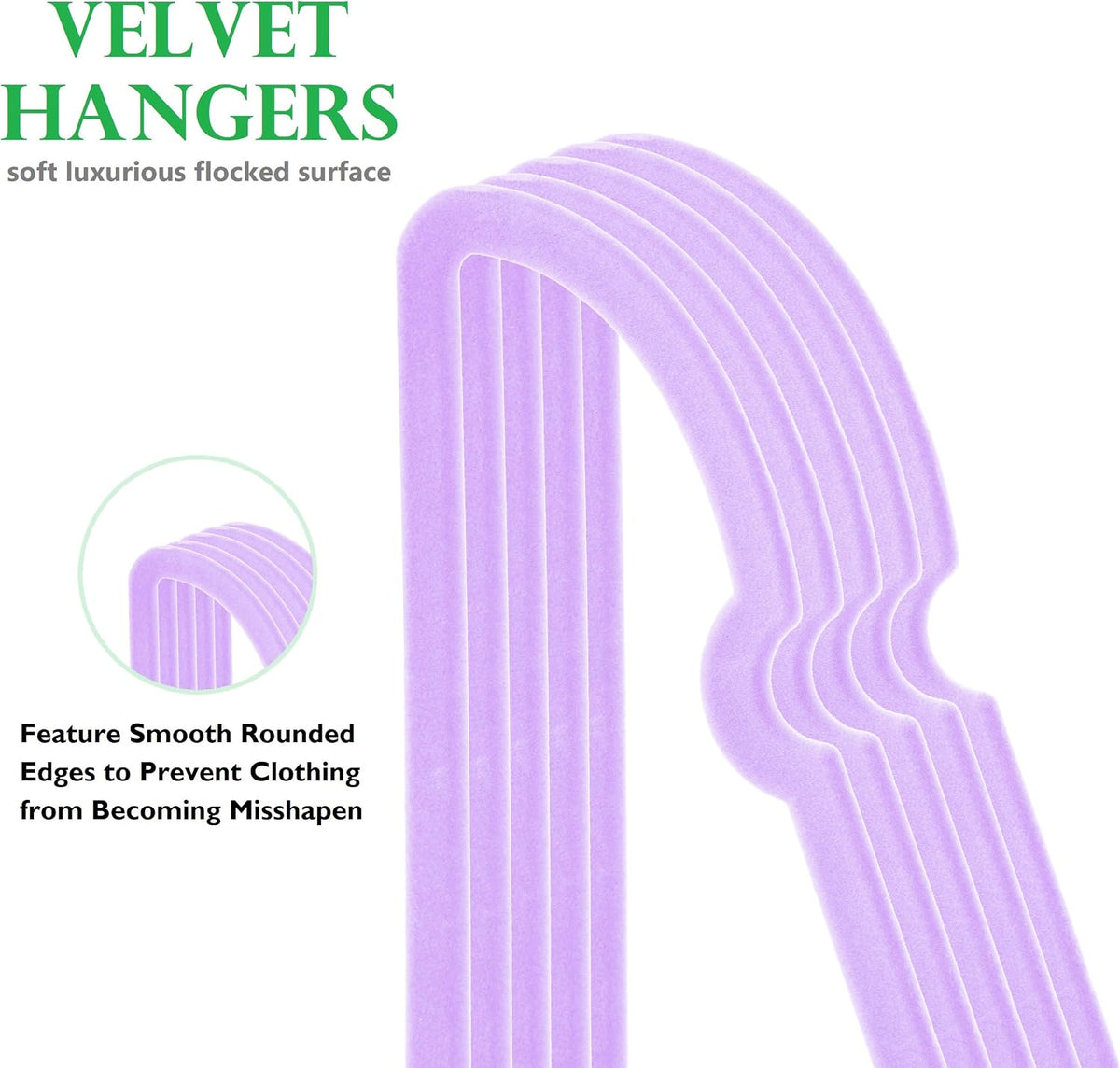 Velvet Hangers 20 Pack,16 Inch Non Slip Heart Hanger (Light Purple)