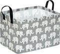 Kid Storage Basket Gift Shelf Basket Toy Storage Bin, Nursery Basket Organizer Box for Children Room Deco With Handles (Elephant)