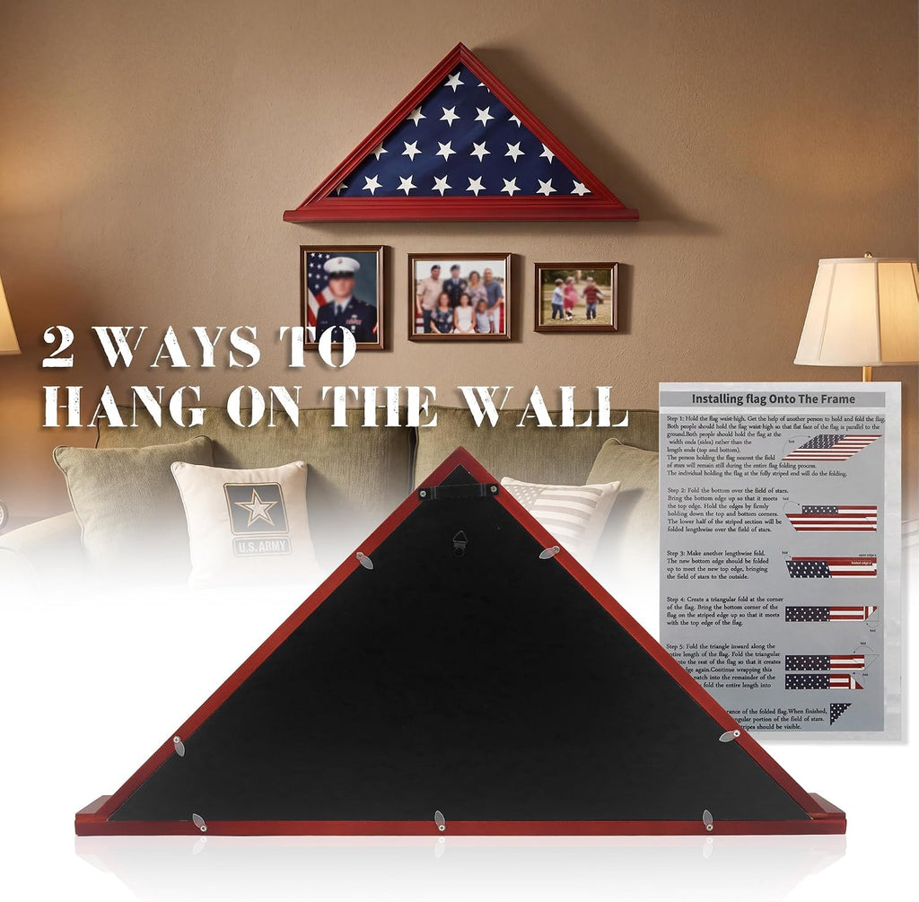 Folded Flag Display Case for 5'x9' Military Burial Flag, Cherry Solid Wood