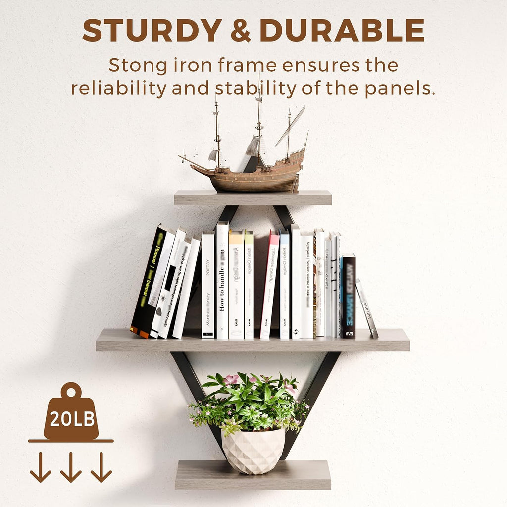 Floating Wall Shelves, Set of 2, Gray