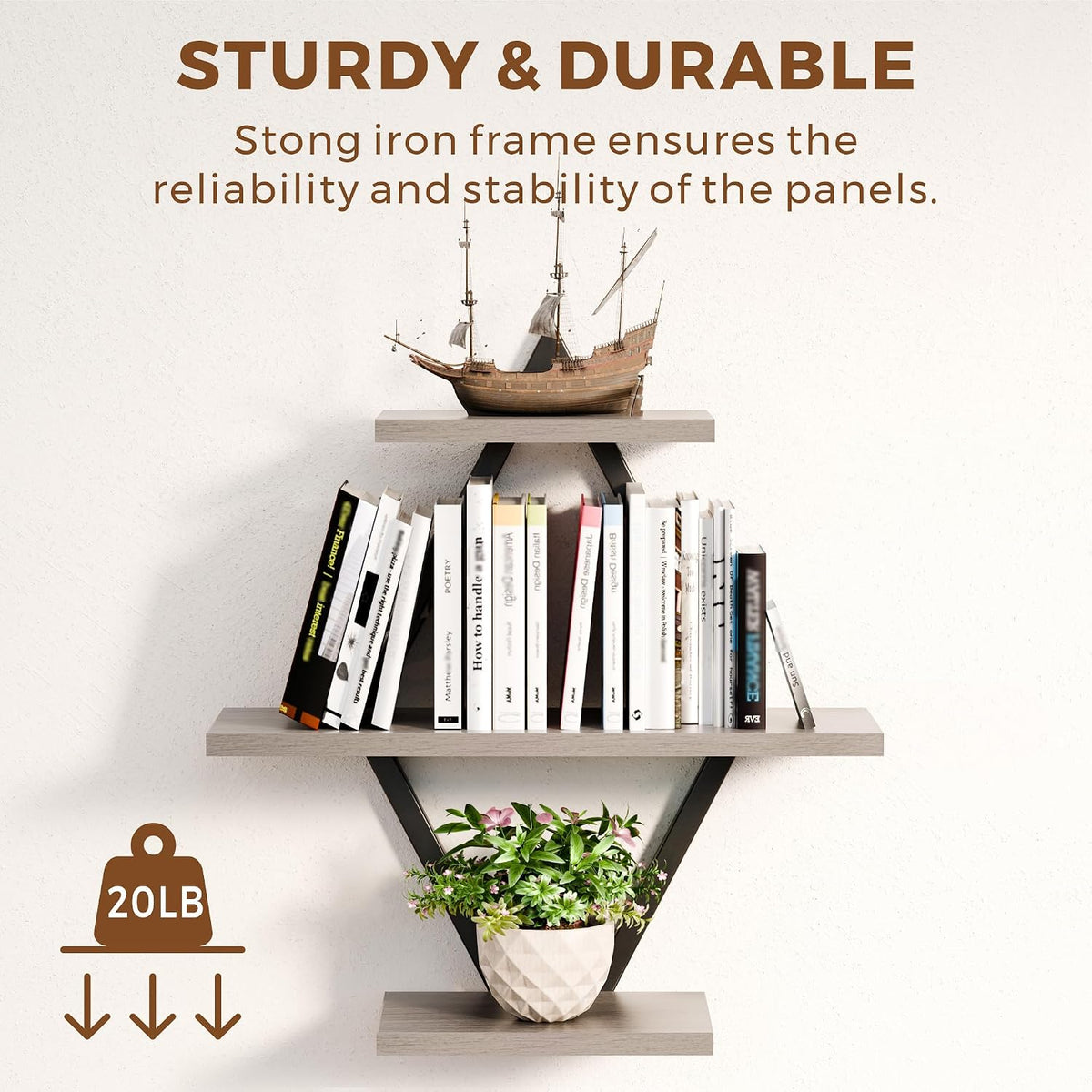 Floating Wall Shelves, Set of 2, Gray