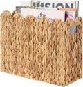 StorageWorks Scalloped Magazine Basket, Wicker Magazine Holder, Book Basket