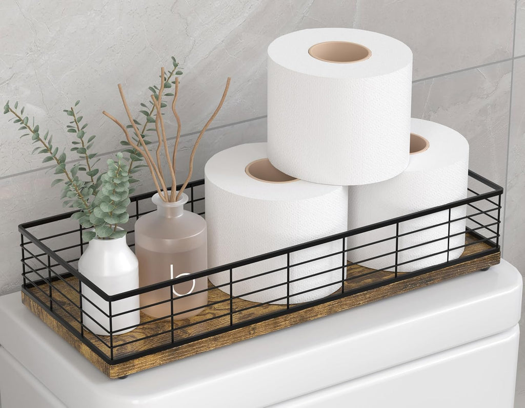 Toilet Paper Storage Basket, 16" Large Wood Toilet Paper Basket