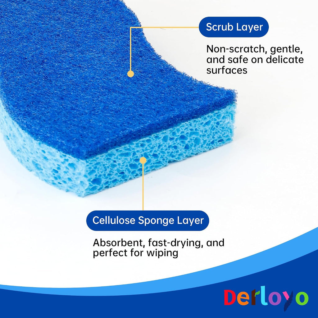 Non Scratch Scrub Sponge-12 Count, Sponges for Dishes, Blue