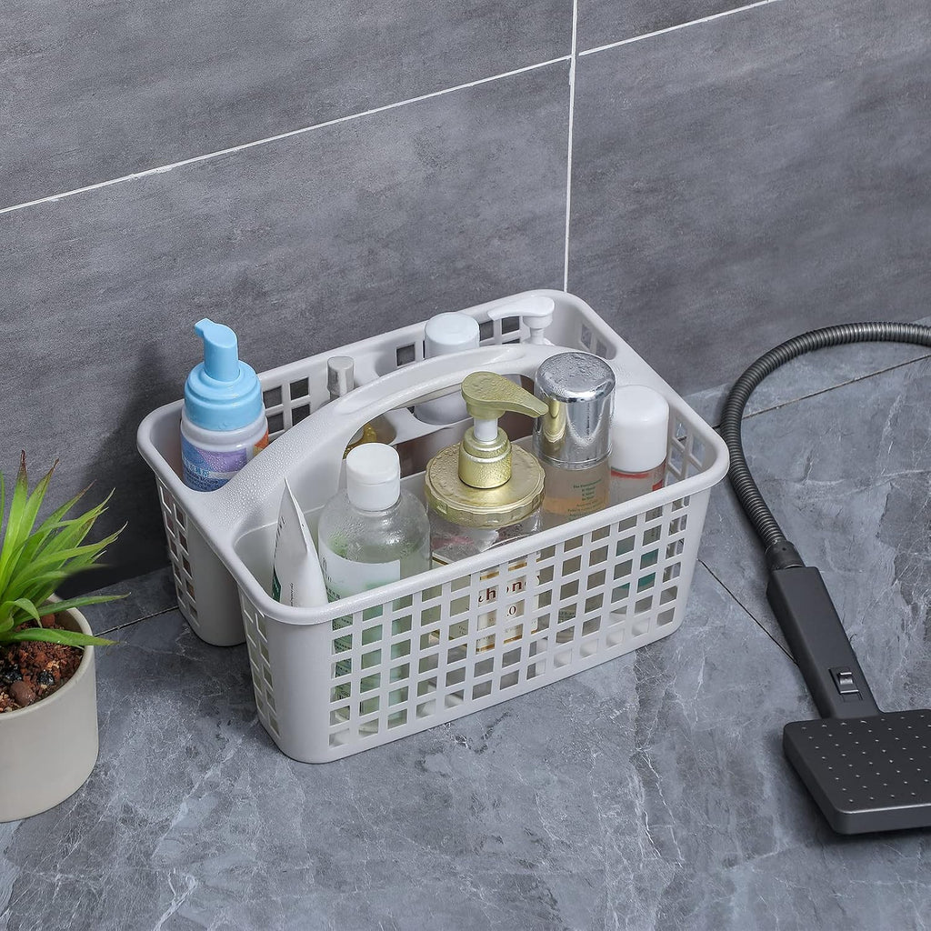 Portable Shower Caddy Basket Plastic Storage Basket with Divided Light Grey