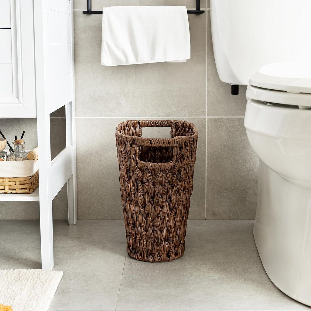 GRANNY SAYS Bedroom Trash Can, Wicker Waste Basket for Bathroom, Brown