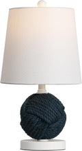 JONATHAN Y Monkey 18" Navy Blue Rope Knot Globe Table Lamp, Metal Base