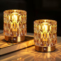 Cordless Mini Crystal Rechargeable Table Lamp No Plug with Touch Control