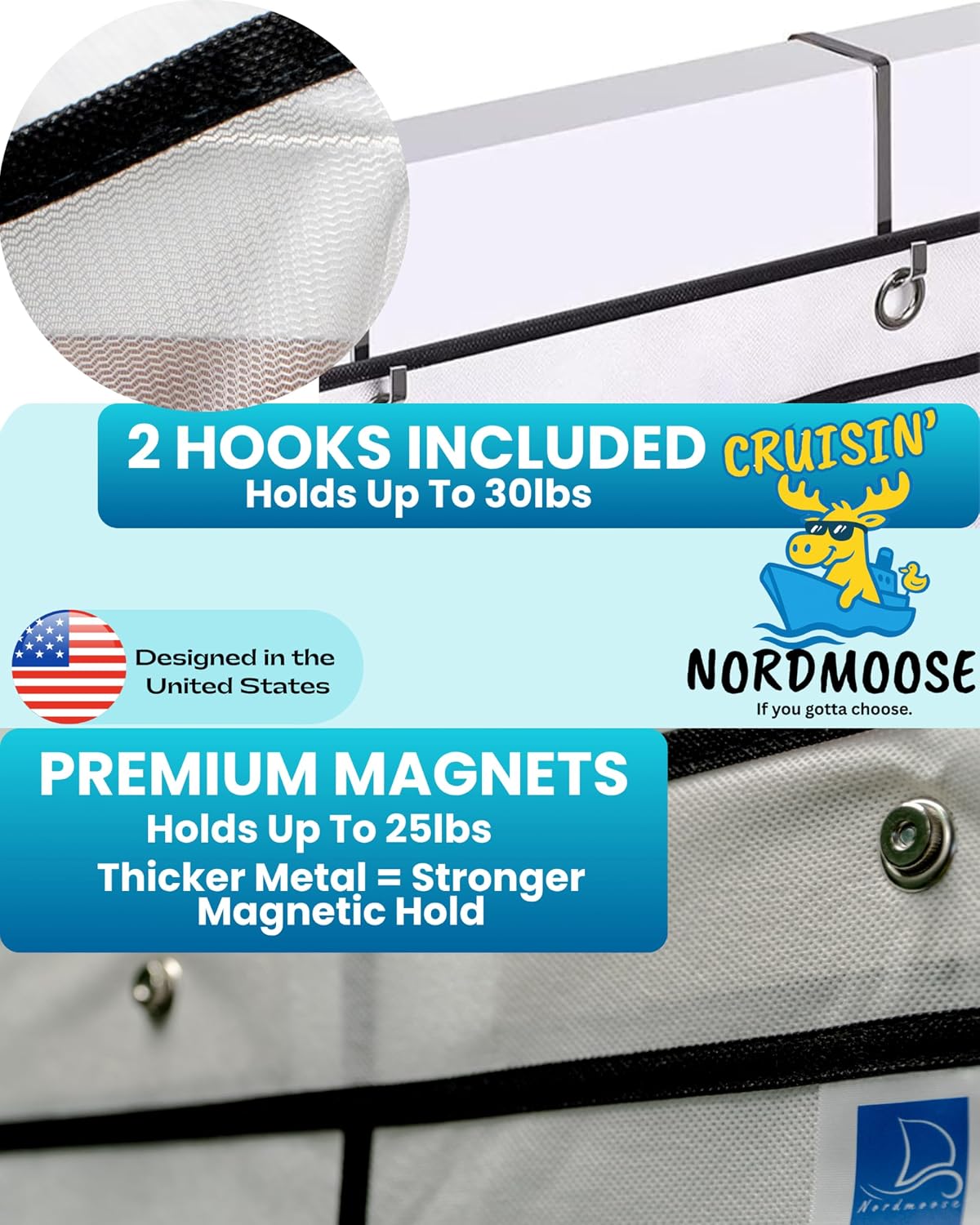 Magnetic Cruise Organizer 14 Pockets, 61" x 11,4" With Pocket Size 7" x 5,3" - Over The Door Organizer For Cruise Ships, Magnetic + Hook Mount, Large Durable Pockets for Cruise Essentials 2026