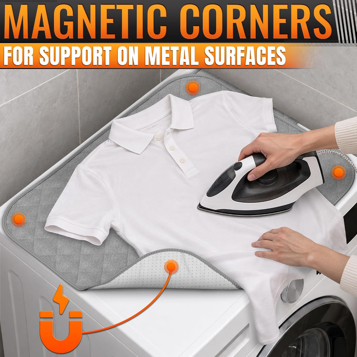 3-in-1 Ironing Mat for Table Top, 28.9" x 21.3", Magnetic Edges