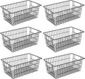 15.2" Metal Wire Baskets for Organizing 6 Pack, Household Pantry Storage Freezer Organizer Bins with Handles, Freezer Baskets for Upright Freezer, Refrigerators, Kitchen Cabinets, Black