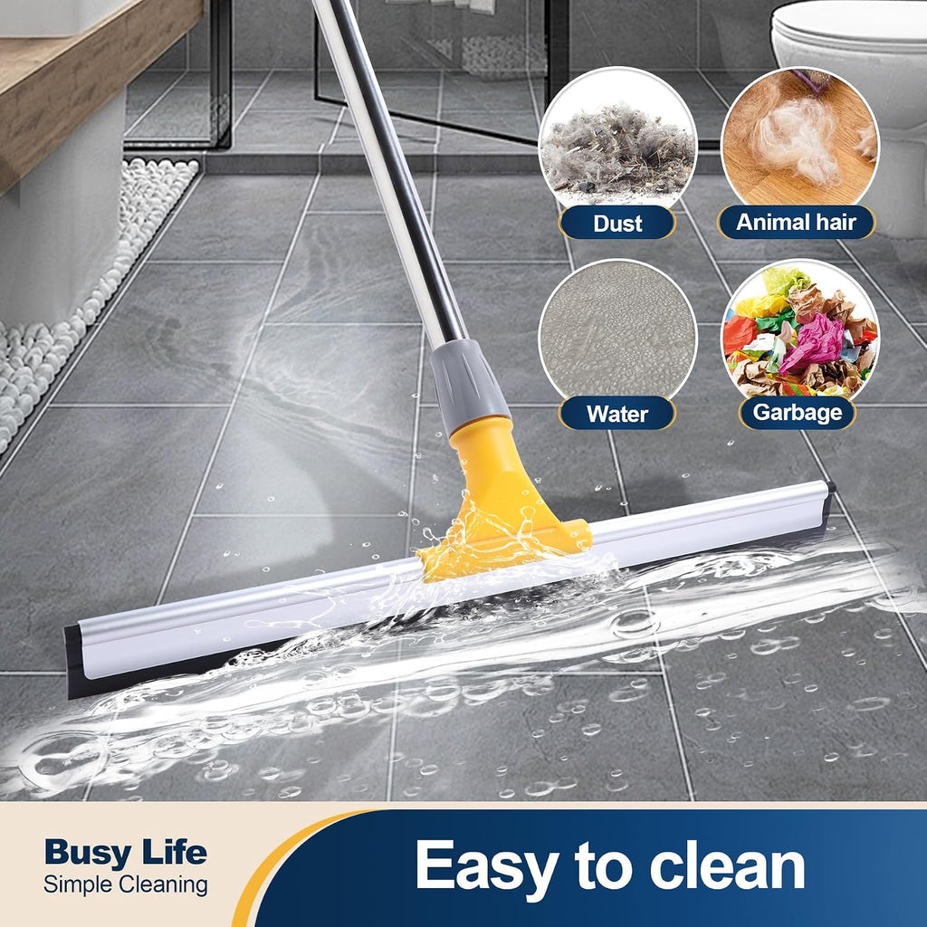 Yocada Rubber Floor Squeegee 17.7" TPR Blade Scrubber Broom 61.8inch Pole