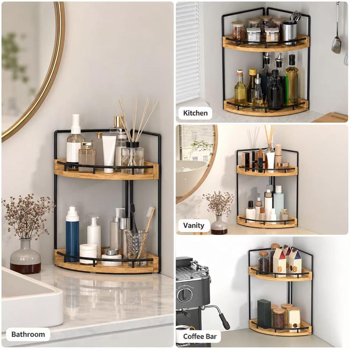 Dorhors Corner Bathroom Counter Organizer,Vanity Countertop Storage Shelf