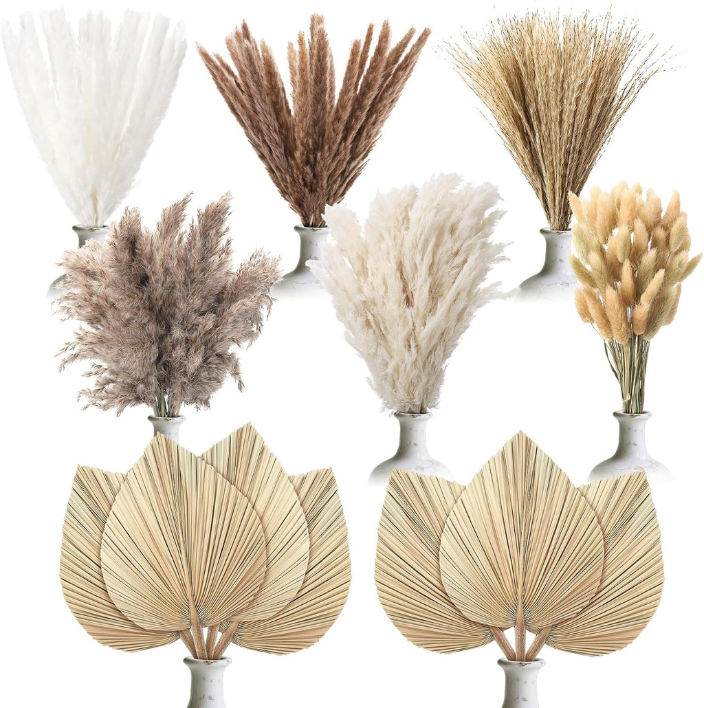 202 Pcs Boho Dried Pampas Grass Decor Bulk