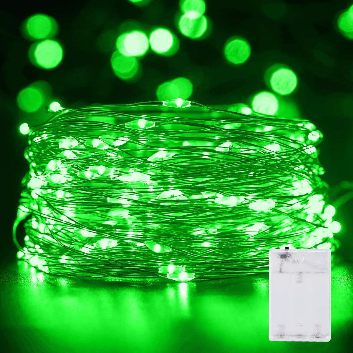 Minetom 33FT 100LED Fairy Lights Battery Operated, Green String Lights