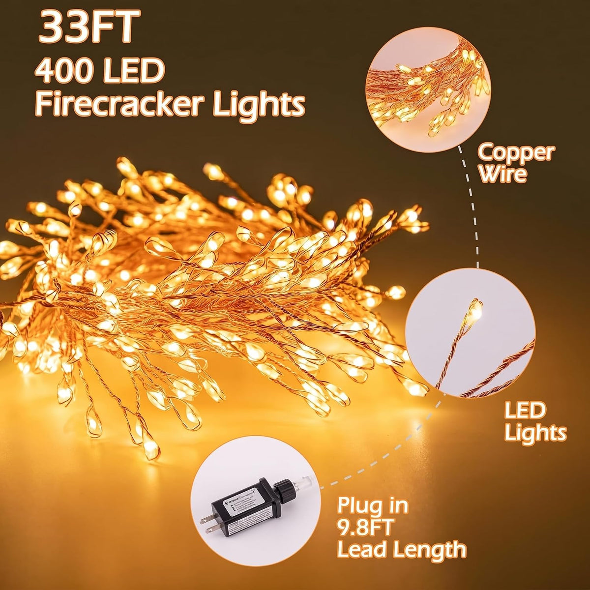 Minetom Fairy Lights Plug in, String Lights for Christmas Tree Decoration