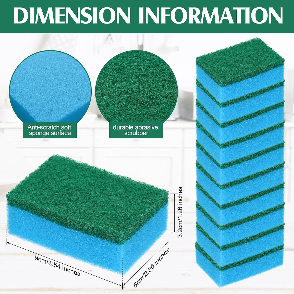 Patelai 100 Pcs 100 Pcs Heavy Duty Sponges Bulk Dish Sponges, Blue