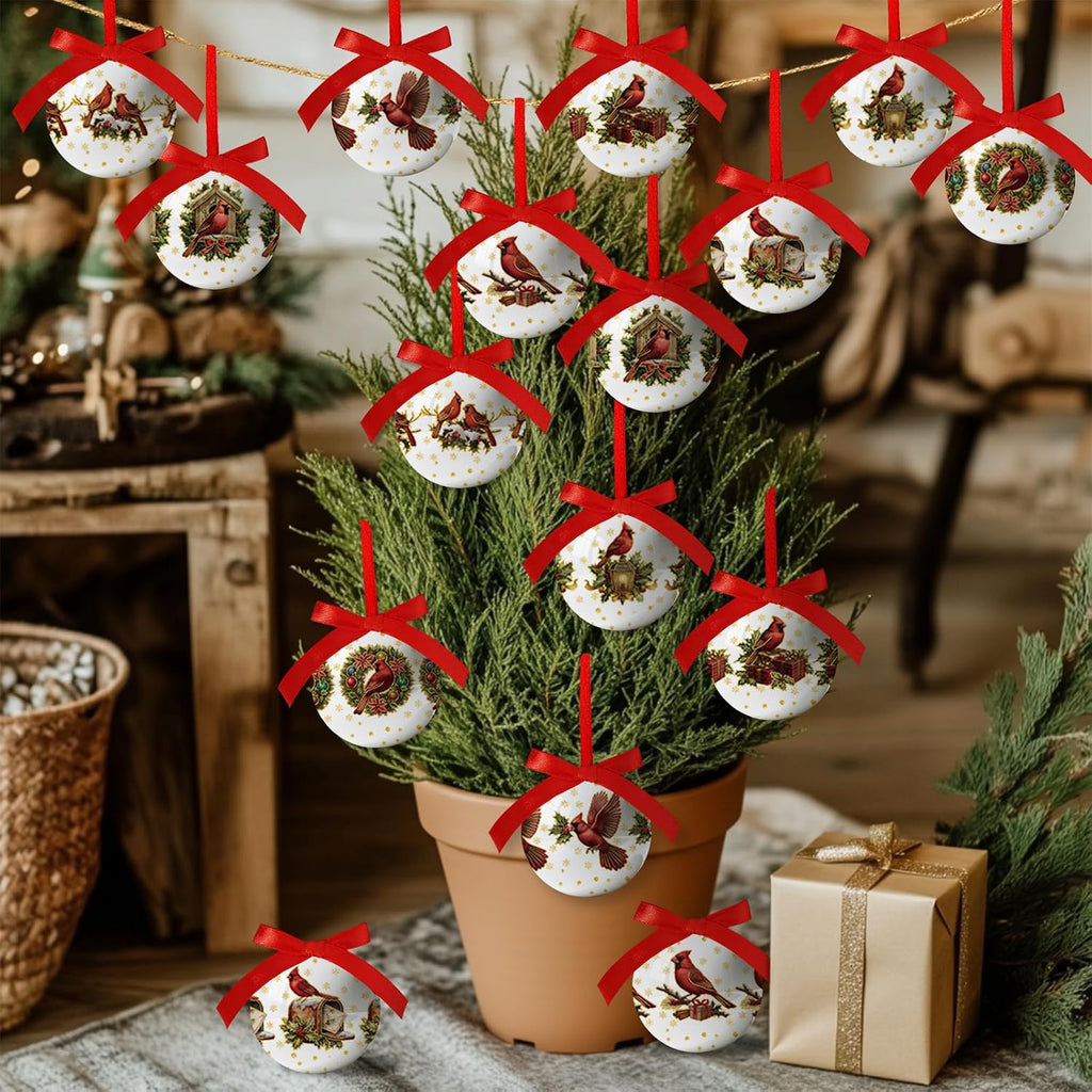 Christmas Decor - Cardinal Christmas Tree Decorations Religious Jesus Hanging Ornaments Balls, Cute Decorations Ball 2.36 Inch for Xmas Tree Party Home Holiday，Xmas Gifts Set of 16Pcs