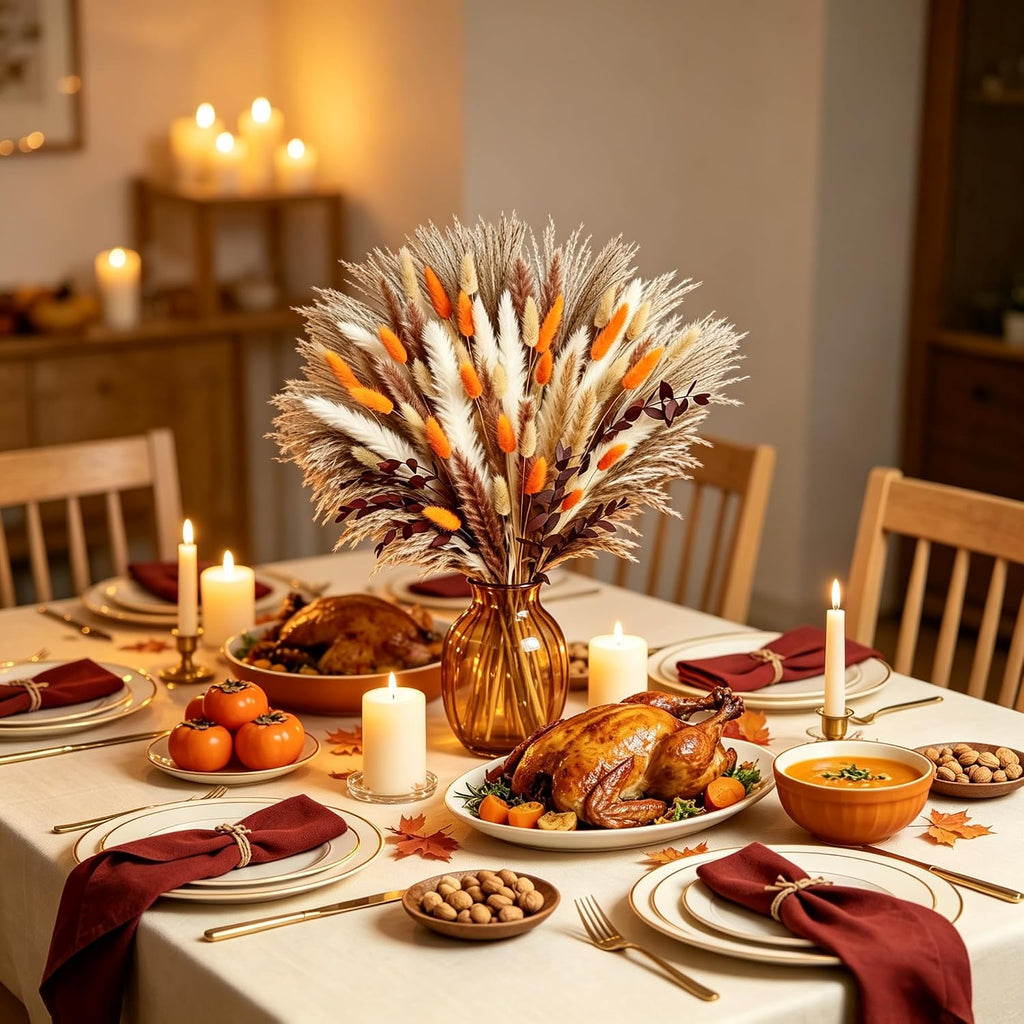 Fall Decor Dried Pampas Grass 17inch 60~85Pcs(F-85Pcs)