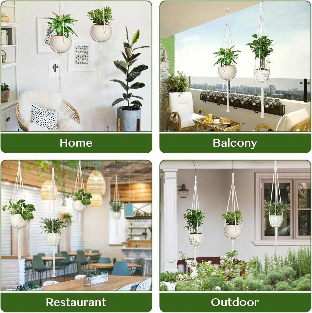AOMGD 6 Pack Macrame Plant Hanger Indoor Hanging Planters, 43", Ivory