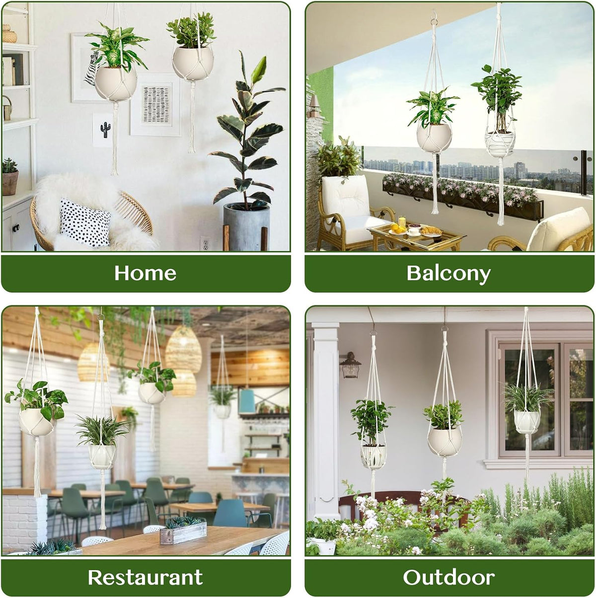 AOMGD 6 Pack Macrame Plant Hanger Indoor Hanging Planters, 43", Ivory