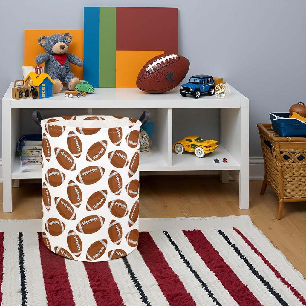 Kids Laundry Basket Baby Hamper Footballs Toy Storage Bin for Boys Room Decor Baby Nursery Hamper Gift Baskets for Bedroom Bathroom(Footballs)